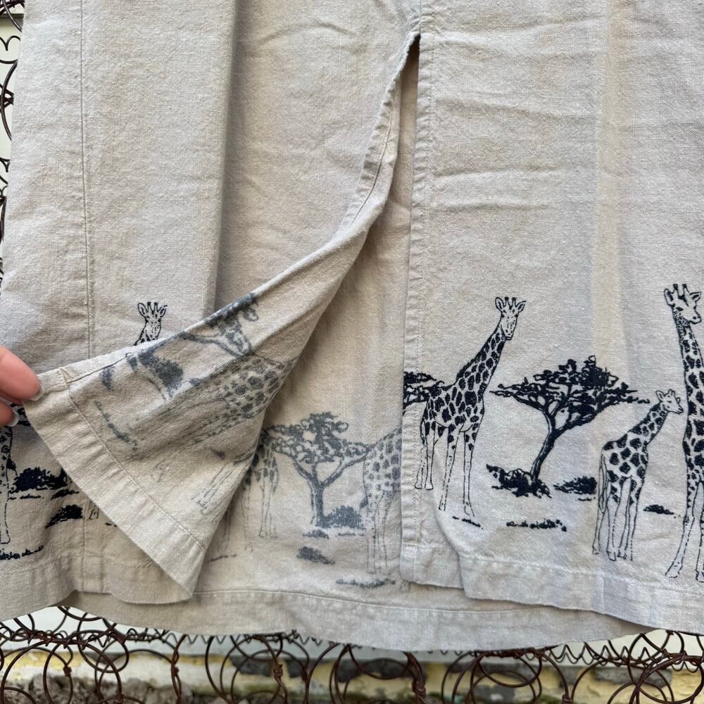 Vintage 90s Jaclyn Smith Giraffe Safari Africa Linen Blend Tank Dress Size SMALL - Picture 8 of 10